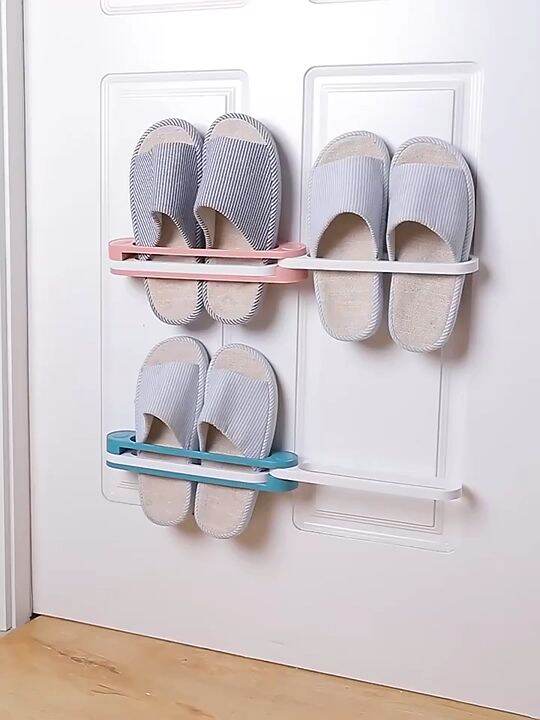 Wall Mount Shoe Rack 6-Pack No-Drill Slipper Racks Self-Adhesive