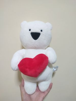 ตุ๊กตาหมีขาวถือหัวใจ เนื้อนุ่มมาก ตุ๊กตามือ2