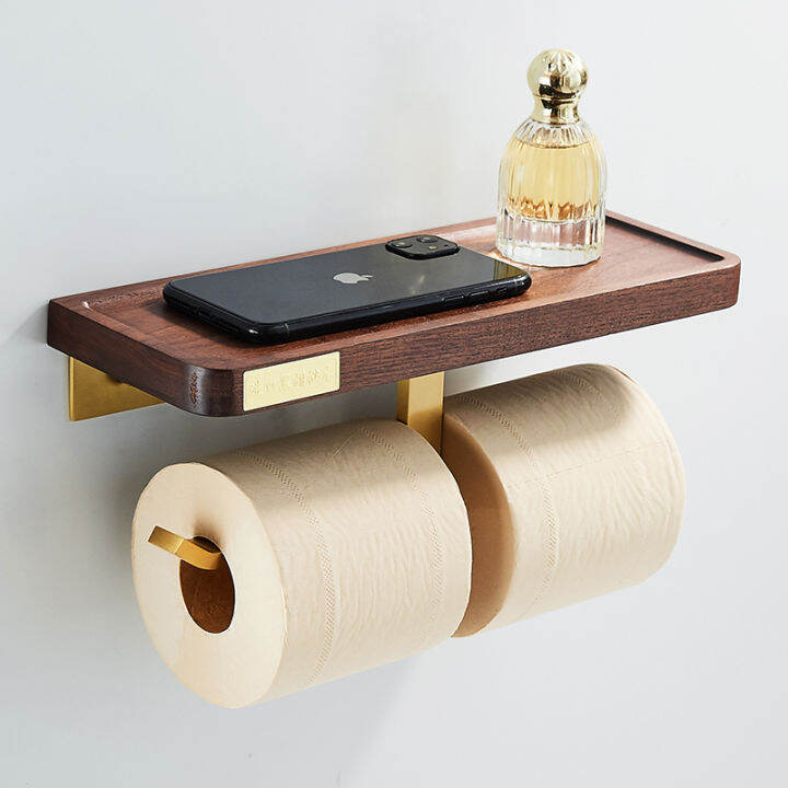 Punchfree Toilet Paper Box Toilet Roll Holder Black Walnut Mobile