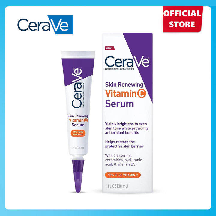 Cerave Skin Renewing Vitamin C Serum B5 Ceramides Hyaluronic Acid ...