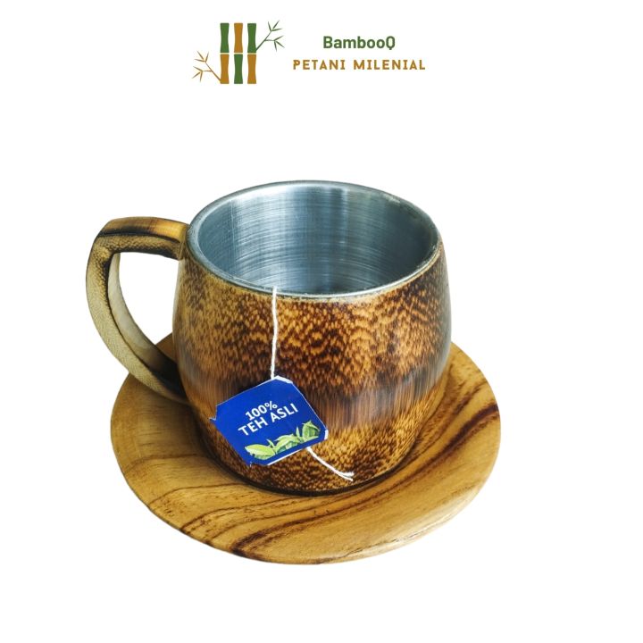 Cangkir Bambu Stainless Gelas Kopi Unik Tradisional Murah Finishing Bakar Good Grade Lazada 2229