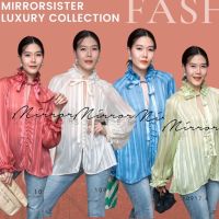 ?ป้าย MiRRoRSiSTER 10917.4 เสื้อดีเทลเก๋ ผ้านิ่มเนื้อโปร่งแสงทอลายริ้วสวย