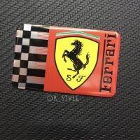 โลโก้ FERRARI เพลทอลูมิเนียมบาง ขนาด 8x5cm