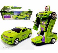 Robot Change Cars หุ่นยนต์แปลงร่างเป็นรถ ทรานฟอเมอร์ ฮีโร่ ฮัคยักษ์เขียว แปลงร่างอัตโนมัติ ใส่ถ่าน วิ่งถอยชน มีเสียง มีไฟ