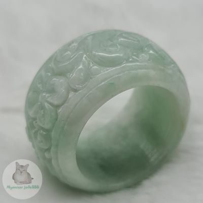 แหวนหยกพม่า หยกแท้ Jadeite Type A ไซส์  68 (#3)