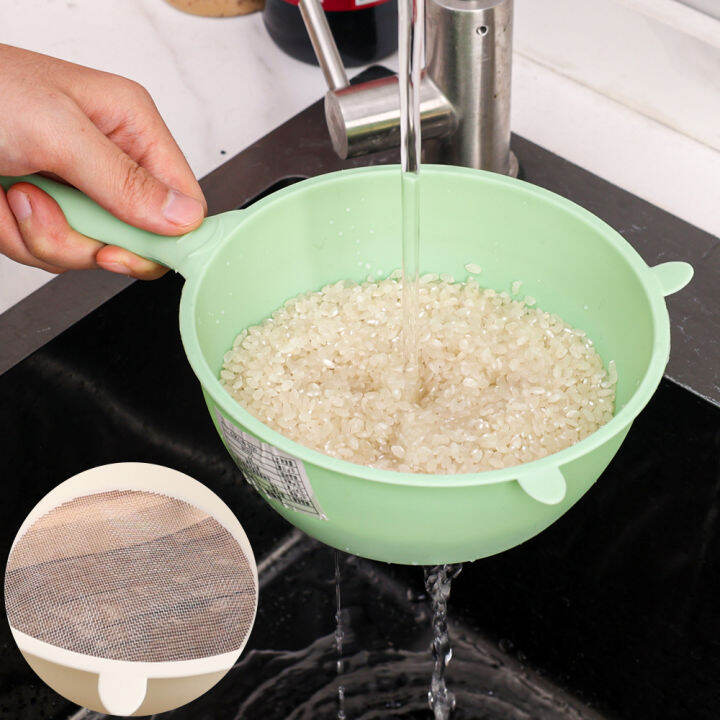 Kitchen Rice Strainer Mesh Bottom Rice Sieve Multi-functional Fruit ...