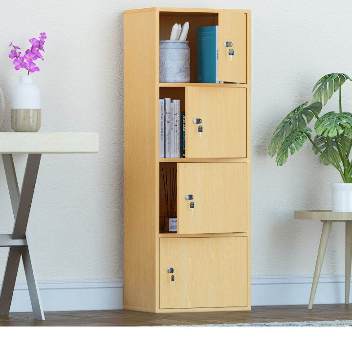 Locking Bookcase Bookshelf with Door Small Locker Multi