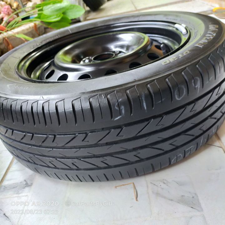 ล้ออะไหล่-4รู100-ดุม54-1-พร้อมยาง-bridgestone-dayton-ขนาด185-60-r15-ปี20-4920-ล้อกะทะขอบ15-ยกเว้น-nissan