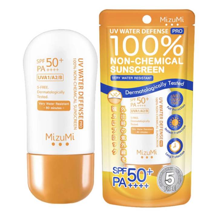 mizumi-uv-water-defense-pro-sunscreen-spf-50-pa-40-g-กันแดดสำหรับผิวแพ้ง่ายและผิวเป็นสิว