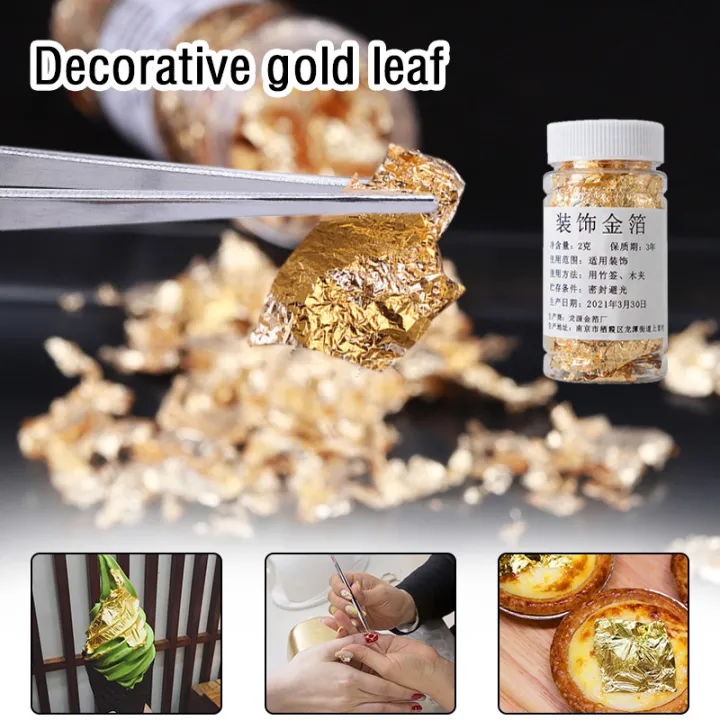 2g Food Cake Gold Foil Decoration Edible Grade Gold Leaf Schabin Flakes ...