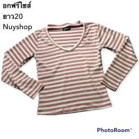 ‼️❌ขายแล้ว❌‼️เสื้อยืดแขนยาว แต่งโชคเกอร์ อกฟรีไซส์ผ้ายืดเยอะมาก ป้ายNuyshop