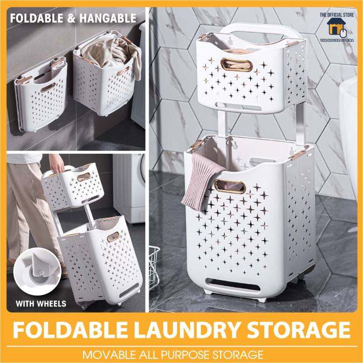 House of EQA Folding Laundry Basket Storage Bin Organizer Laundry Rack ...