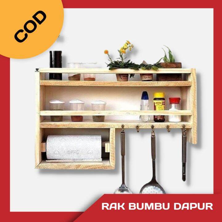 Rak Bumbu Dapur Serbaguna Susun Kayu Jati Belanda Lazada Indonesia