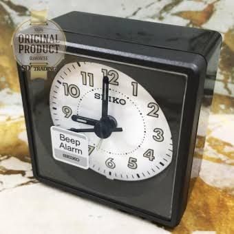 SEIKO นาฬิกาปลุก Alarm Clock รุ่น QHE083J&nbsp;- สีบอร์นเทา/ดำ