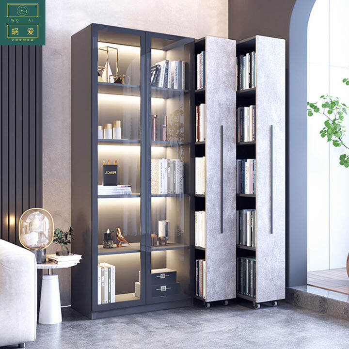 Corner Bookcase Modern Light Luxury Floor DustProof Bookcase Bookshelf