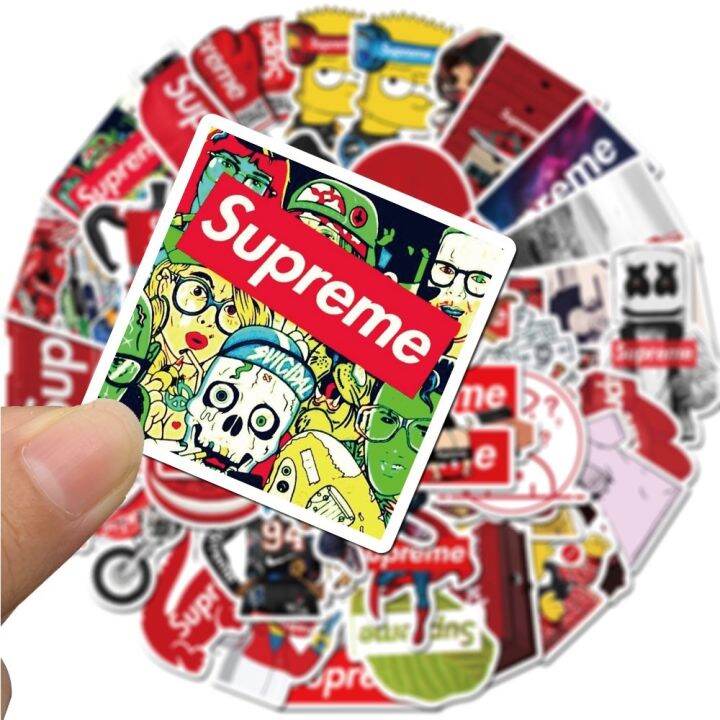 sticker-สติ๊กเกอร์-supreme-h-145-ซูพรีม-50ชิ้น-หมี-นารูโตะ-naruto-ดราก้อนบอล-กาแฟ-star-wars-nasa-นาซ่า-ซูพีม-ซุปเปอร์แมน