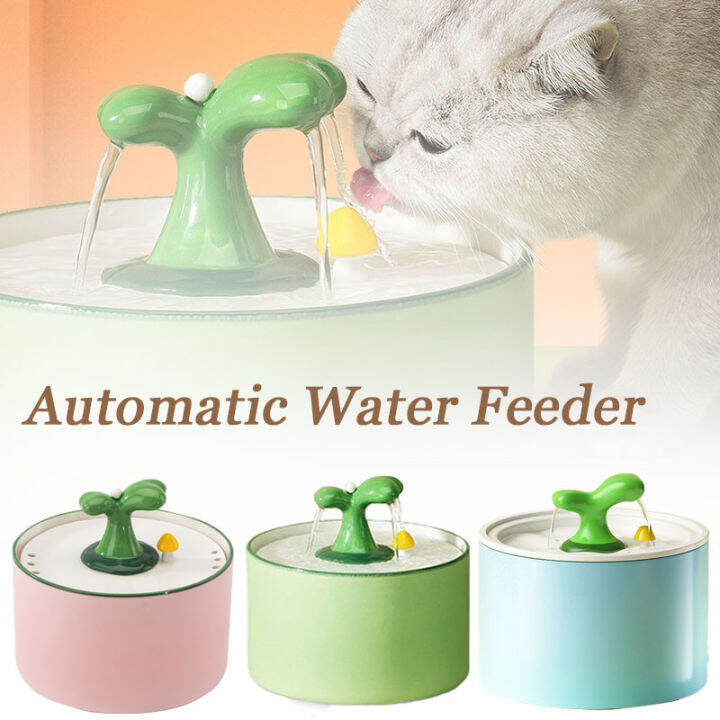 TISTIK 1.5L Ceramic Cat Water Fountain - Automatic Pet Water Dispenser With Quiet Pump For Cats & Dogs