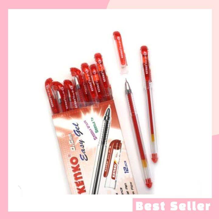 Pulpen Kenko Easy Gel 0.5mm Tinta Merah Pulpen Bolpen Ball Point Pen 1