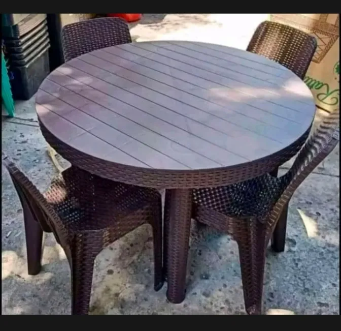 RATTAN DINING ROUND TABLE & 4 CHAIRS Lazada PH