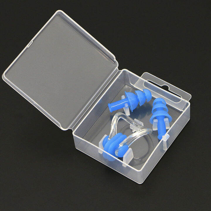 Swimming Ear Plug Nose Clip Set Waterproof Reusable Silicone Earplugs 