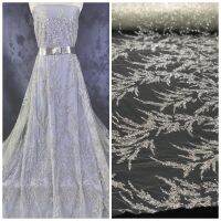 B199 ลูกไม้เจ้าสาวปักเลื่อมและลูกปัด Bridal Lace with Sequins and Beads