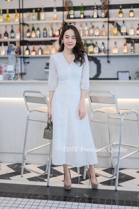 maxi-dress-เนื้อผ้าcotton-ฉลุลาย-เดรสขาว-เดรสดำ-เดรสใส่ออกงาน-เดรสยาว