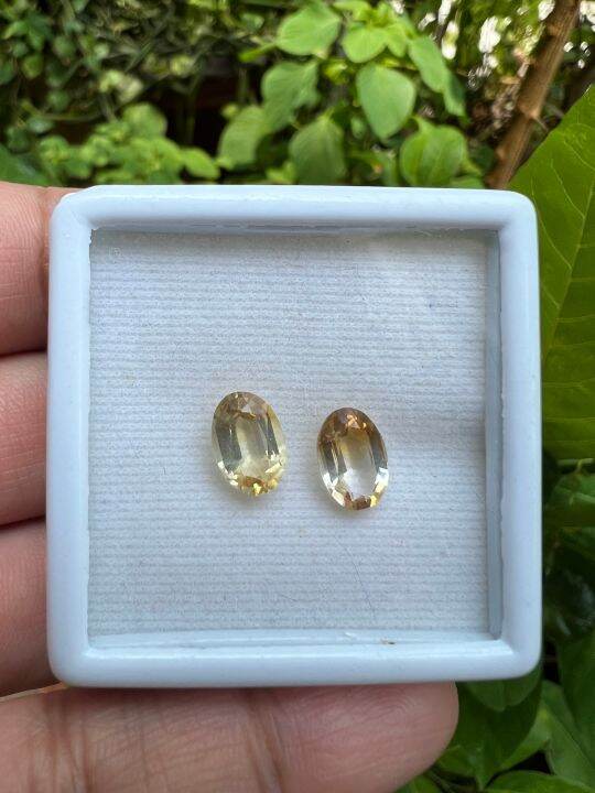 ซิทริน-พลอย-แท้-รูปไข่-8x6-มม-mm-2-เม็ด-ธรรมชาติ-100-natural-citrine-gemstone-oval-shape-2-pcs