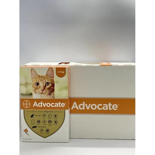 Advocate ยาหยดหลังคอแมว (0-4kg) สีส้ม (1กล่อง มี 3หลอด)