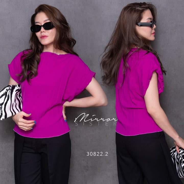 mirrorsister-30822-2-เสื้อทรงใส่ง่าย-เสื้อแขนล้ำ-ใส่ทำงาน-ออกงาน-สีสดใส