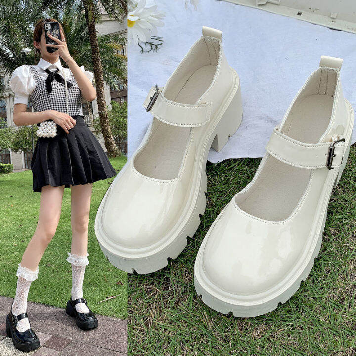 White Mary Jane Leather Shoes for Women 0 Spring and Autumn Thin