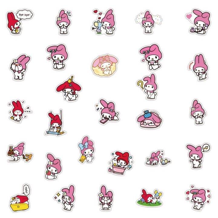 sticker-สติ๊กเกอร์-mymelody-h-245-มายเมโลดี้-50ชิ้น-kuromi-คุโรมิ-hello-kitty-ซานริโอ้-คิตตี้-sanrio-มายเม-เมโลดี้-myme