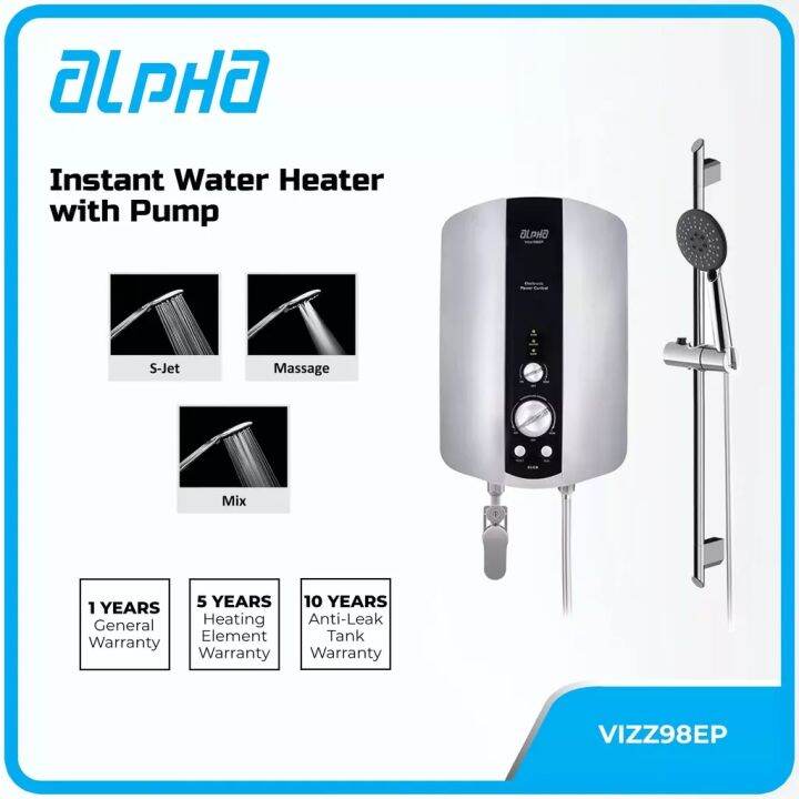 ALPHA - VIZZ 98 EP Instant Water Heater (AC Pump) | Lazada