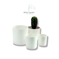 KitchaGarden กระถางต้นไม้พร้อมถาดรอง Modern Flower Pot Plastic Planter with tray กระถาง กระถางพลาสติก กระถางเจาะรู