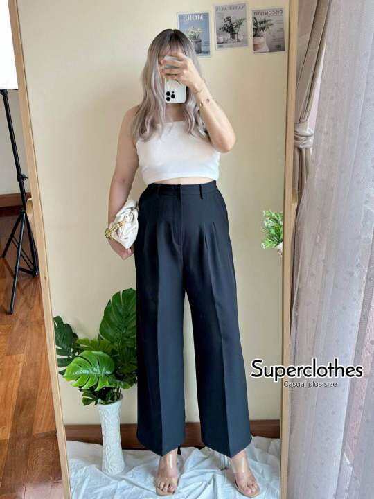 jessy-pants-กางเกงขากระบอกใหญ่สุดหรู-ใส่สวย-เอวสูง-เก็บทรง-ตัวนี้ผ้าดีมาก-ใส่ทำงาน-ใส่เที่ยว-เสื้อผ้าสาวอวบอ้วน-พลัสไซส์