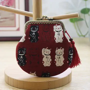 1Pc Coin Purse Japanese Style Kawaii Cartoon Kimono Lucky Cat