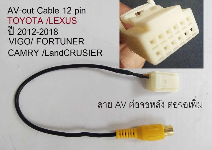 ปลั๊ก-สายต่อจอหลัง-ต่อจอหลังคา-vdo-out-12pin-toyota-camry-fortuner-landcruiser-vigo-innova-ปี-2011-2018