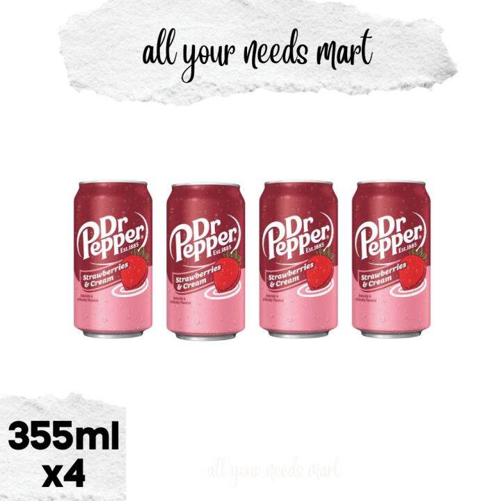 Dr Pepper ♡ Strawberry and Cream Soda 355ml x4 Lazada PH