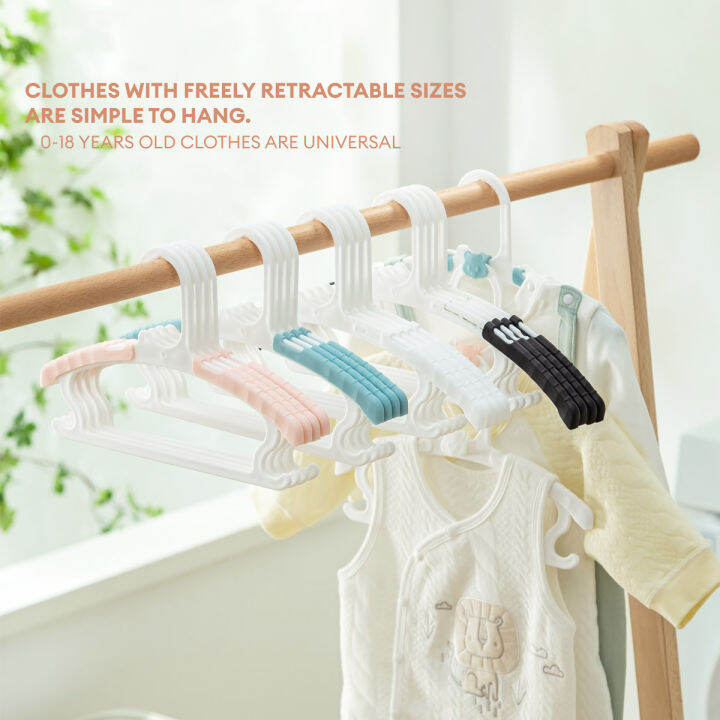 Locaupin 5pcs Extendable Toddler Closet Hanger Non Slip Stackable Hooks