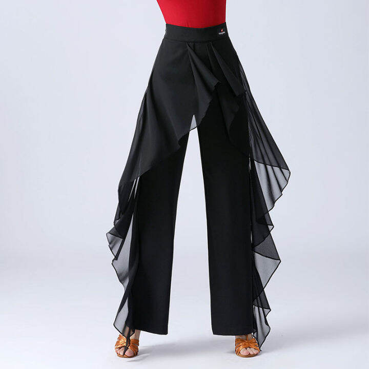 Latin Dance Pants Practice Ballroom Dance Wide Leg Pants Dance Pants