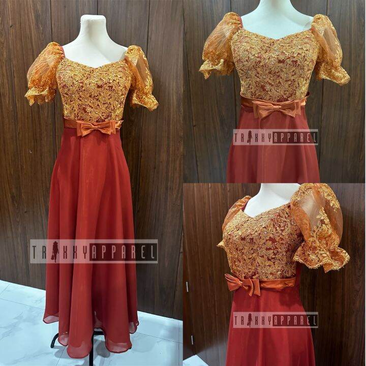 Sponsor Gown Ninang Gown Rust Orange Lazada PH sponsor-gown-ninang-gown-rust-orange-lazada-ph