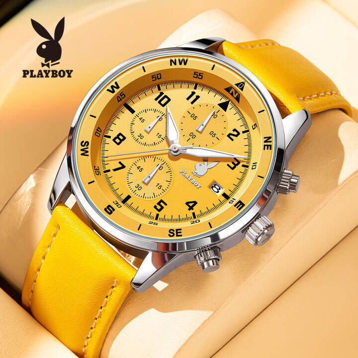 PALYBOY Men's Watch 2023 Latest Model Waterproof Luminous Leather Strap