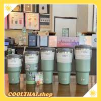 (ของแท้) Tyeso เขียว แก้วเครื่องดื่มเย็น ถ้วยกาแฟสแตนเลส 304 600ml/750ml/900ml/1050ml/1200ml ของขวัญฟรี