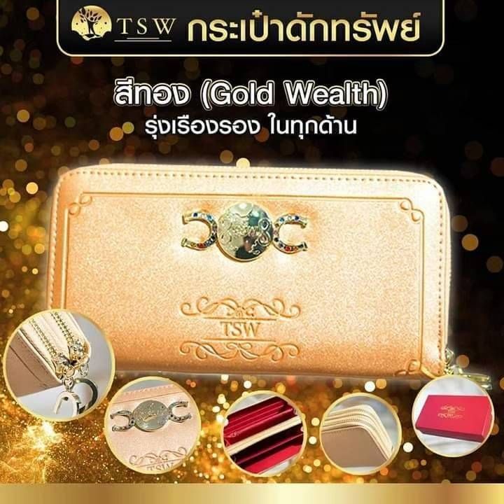 กระเป๋าดักทรัพย์-tsw-teachersita-ของแท้-รุ่งเรืองรองในทุกด้าน-สีทอง-gold-wealth