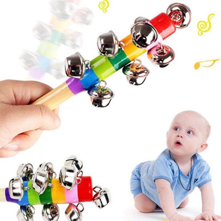 Rainbow Ringing Bell for Infants And Young Children Wooden Toy Olf
