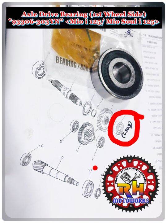 Mio i 125/ Msi 125 Drive Axle Bearing (1st Wheel Side) "93306303YN
