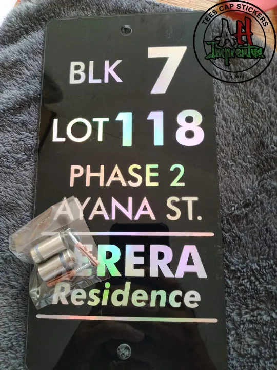 House Address Home Single plate Acrylic Gate Number block and lot plate