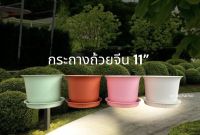 กระถางถ้วยจีน ขนาด 11 นิ้ว พร้อมจานรอง