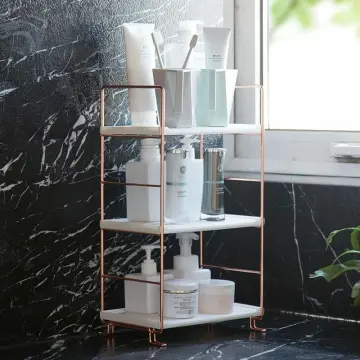 Rose Gold Bathroom Corner Shelf Solid Brass Shower Rack Wall