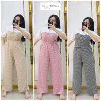 ?ชุดเซตชิโนริคอปกขายาว เสื้อ+กางเกง สาวอวบ [Aila Plussize]