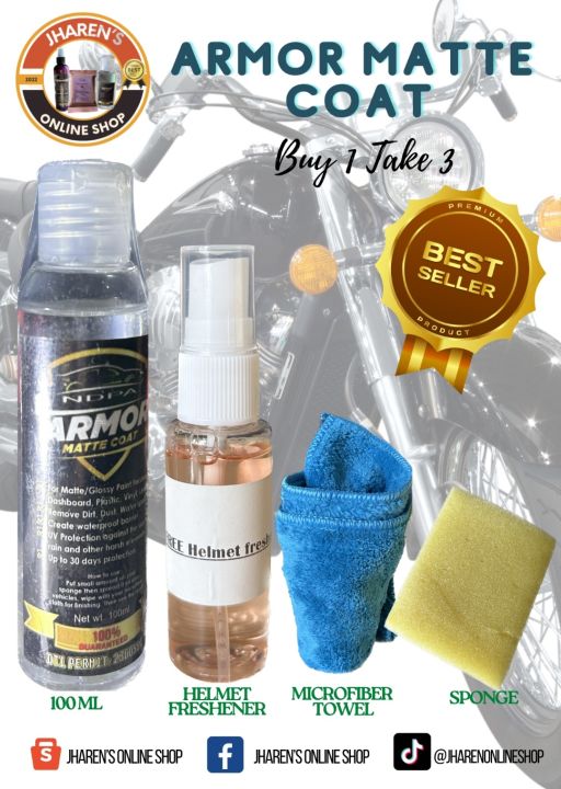 ARMOR MATTE COAT with free helmet freshener,microfiber towel, and ...